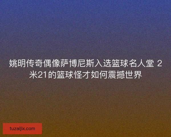 姚明传奇偶像萨博尼斯入选篮球名人堂 2米21的篮球怪才如何震撼世界