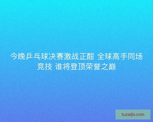 今晚乒乓球决赛激战正酣 全球高手同场竞技 谁将登顶荣誉之巅