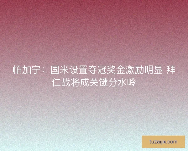 帕加宁:国米设置夺冠奖金激励明显 拜仁战将成关键分水岭 帕加宁:国米设置夺冠奖金激励明显 拜仁战将成关键分水岭